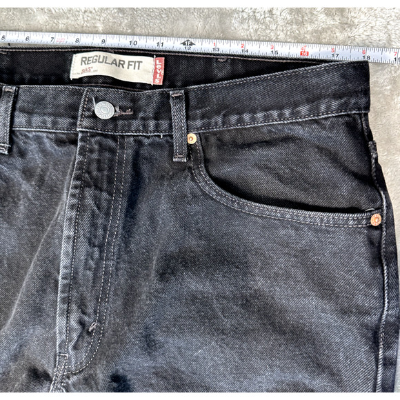 Levi's 505 Black Jeans Cotton Regular Fit Straight Mens Size 38x32 Measure 36x31 - Picture 5 of 9